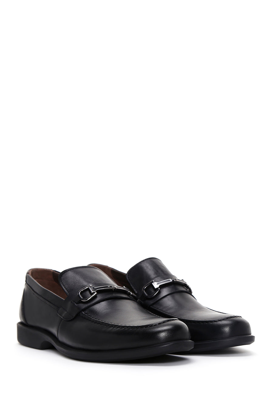 Erkek Siyah Deri Tokalı Klasik Loafer
