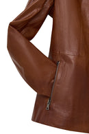 Helen Woman Tan Short Leather Jacket | Derimod