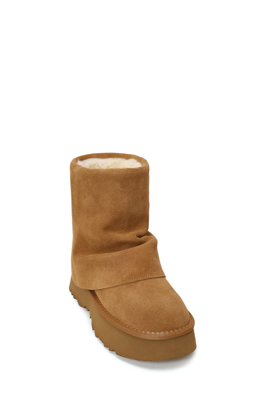 Woman Camel Thick-Soled Suede Teddy Boots