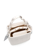 Women's Cream Long Strap Quilted Handbag with Accessory Detail | Derimod