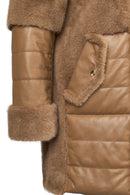 Virginia Women's Brown Hooded Long Teddy Coat | Derimod
