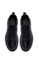 Erkek Siyah Bağcıklı Kalın Tabanlı Deri Sneaker | Derimod
