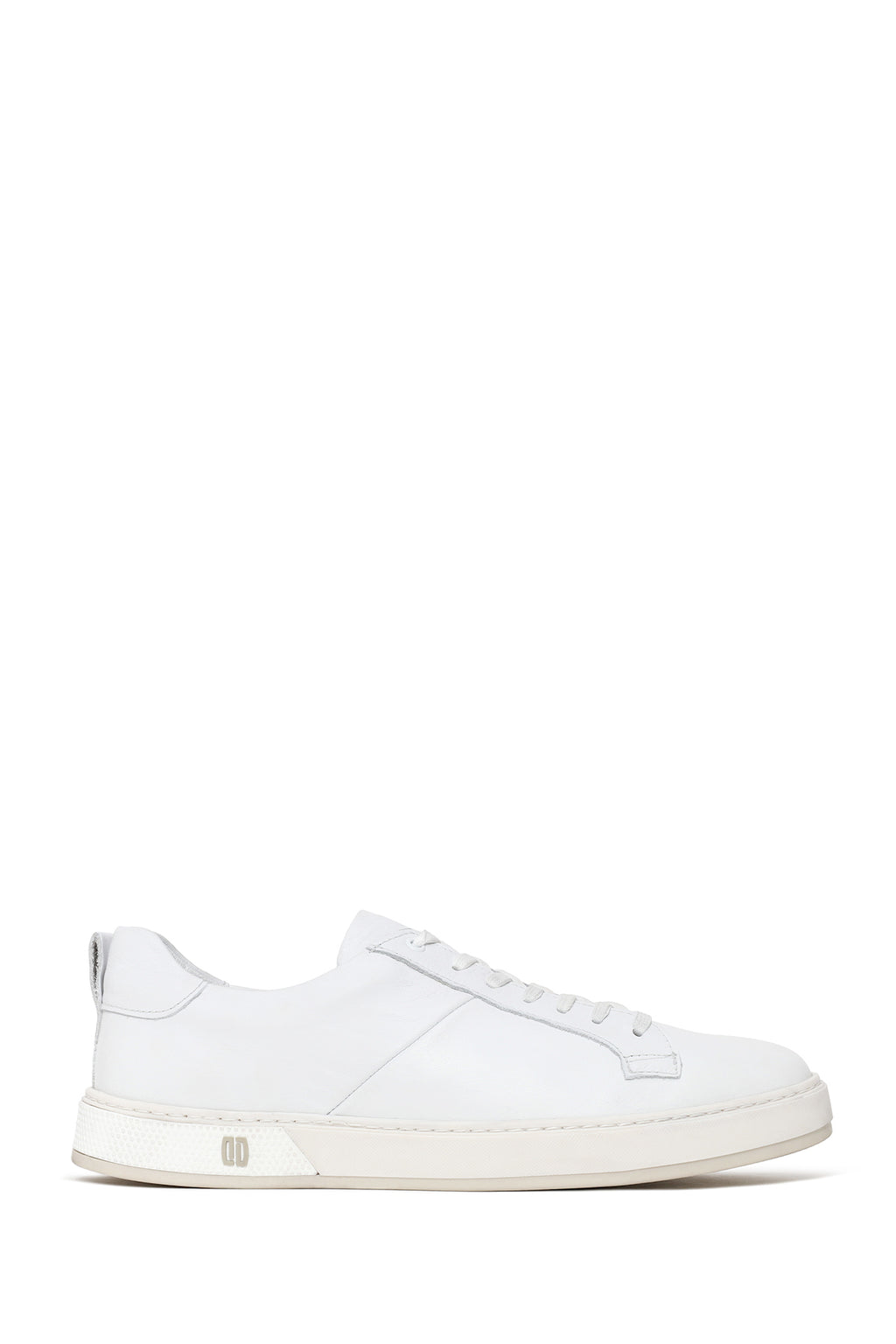 Erkek Beyaz Bağcıklı Deri Sneaker