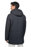 Geox Men's Navy Blue Andalo Long Leather Coat | Derimod