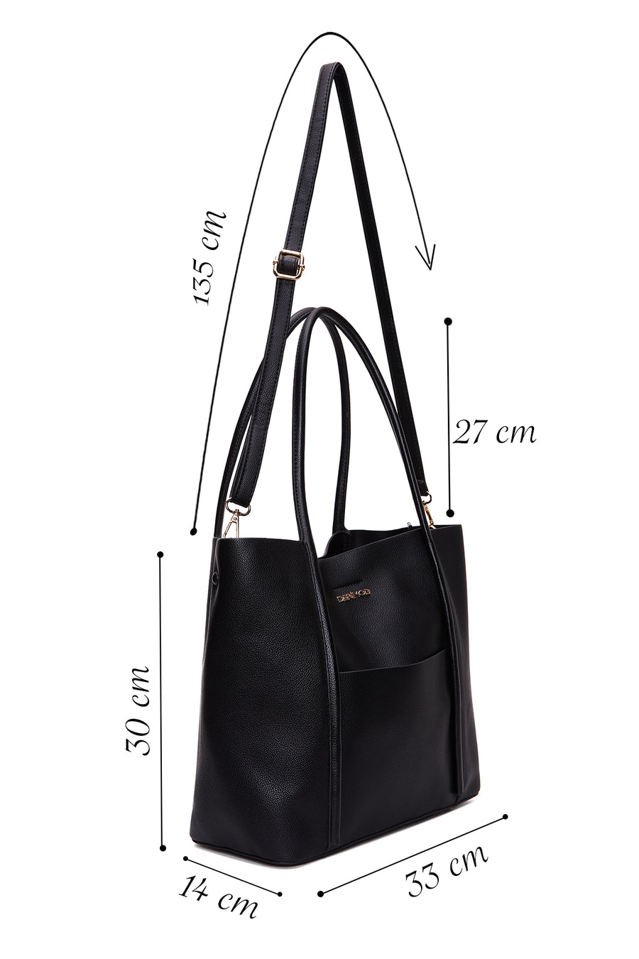 Woman Black Long Strappy Shoulder Bag