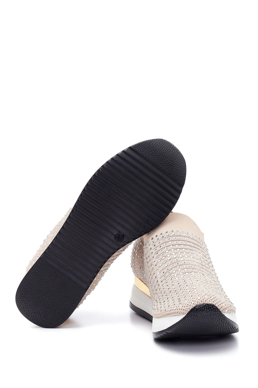 Kadın Bej Taşlı Sneaker
