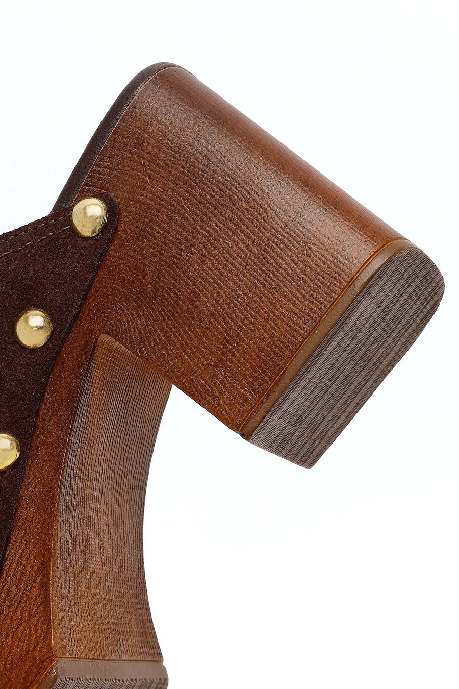 Women's Brown Platform Chunky Heel Suede Leather Slippers