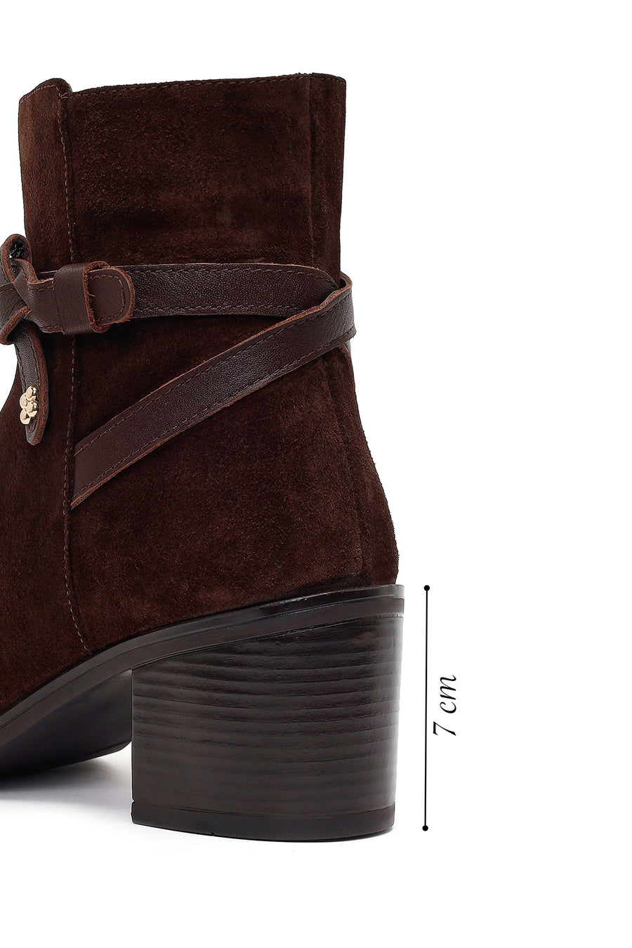 Woman Brown Zip Closure Chunky-Heeled Suede Leather Boots
