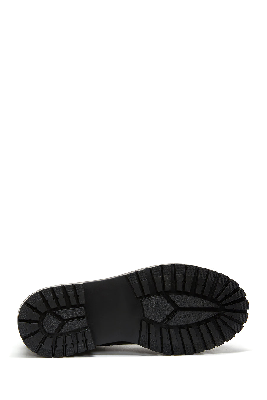 Women's Black Leather Zippered Thick Soled Boots