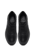 Erkek Siyah Bağcıklı Deri Sneaker | Derimod
