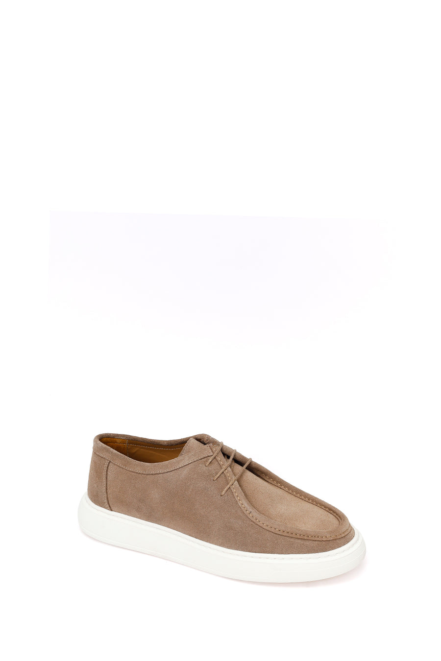 Male Beige Lace-Up Thick-Soled Suede Casual Shoes