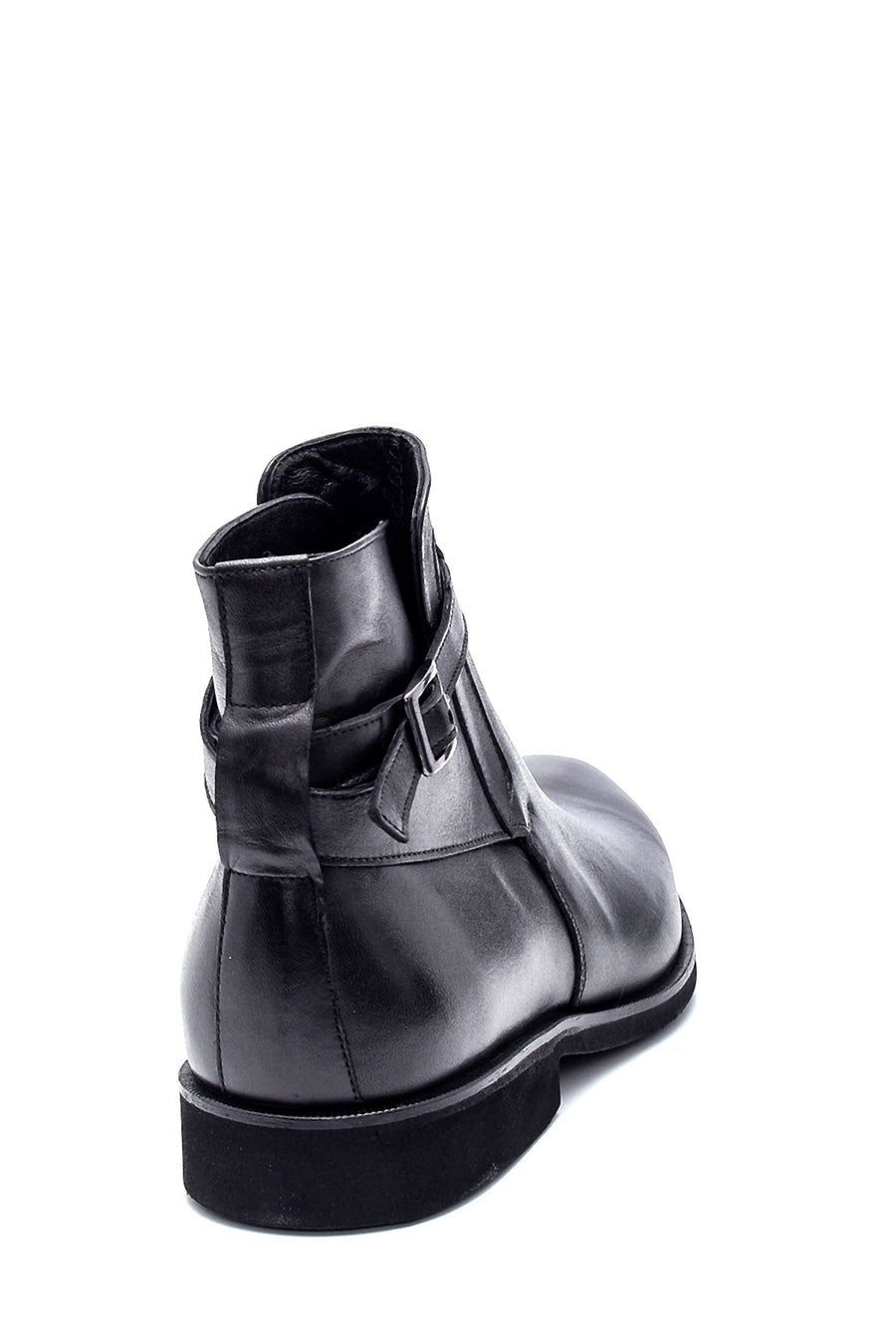 Men's Leather Buckle Detailed Casual Boots