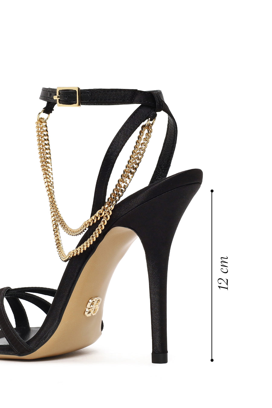 Woman Black Ankle-Strap Buckled High Thin-Heel Sandal