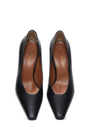 Women's Black Leather Thin Heeled Shoes | Derimod