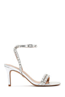 Women's Silver Ankle Buckle Stoned Thin Heel Sandals | Derimod
