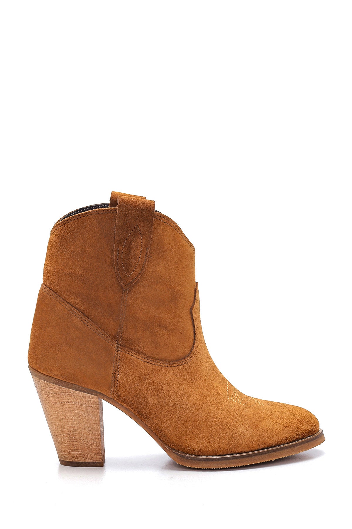 Women's Suede Cowboy Heeled Boots 21WFD188810 | Derimod