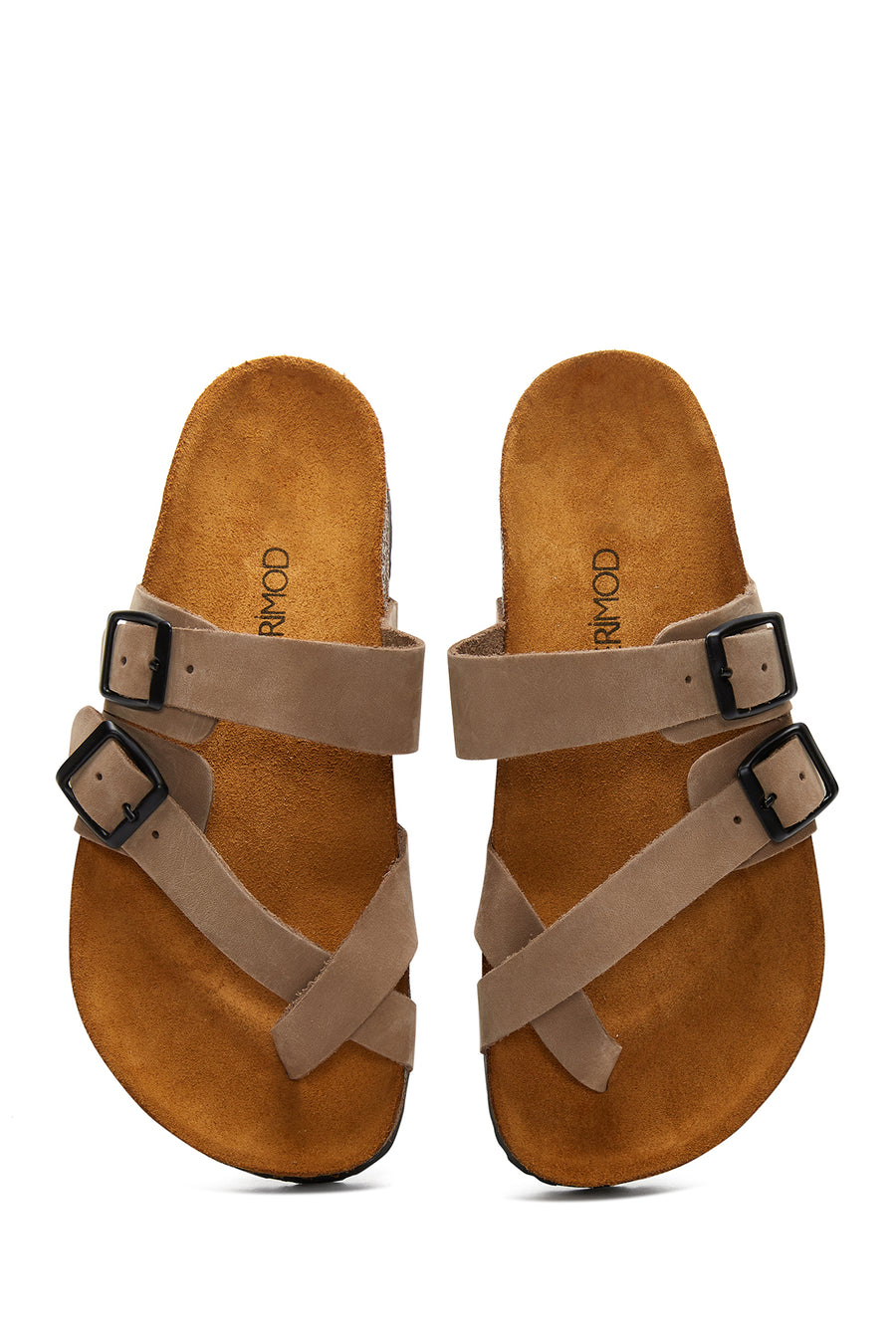 Women's Mink Nubuck Leather Buckle Slippers