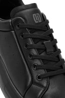 Male Black Lace-Up Thick-Soled Leather Sneaker | Derimod