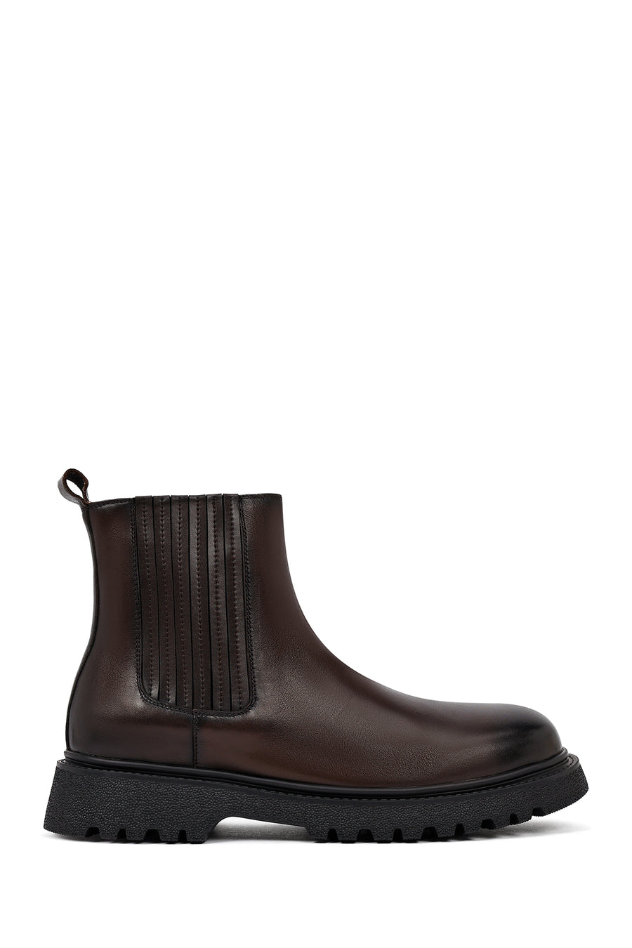 Men's Brown Thick-Soled Leather Chelsea Boot 25WFD693718 | Derimod