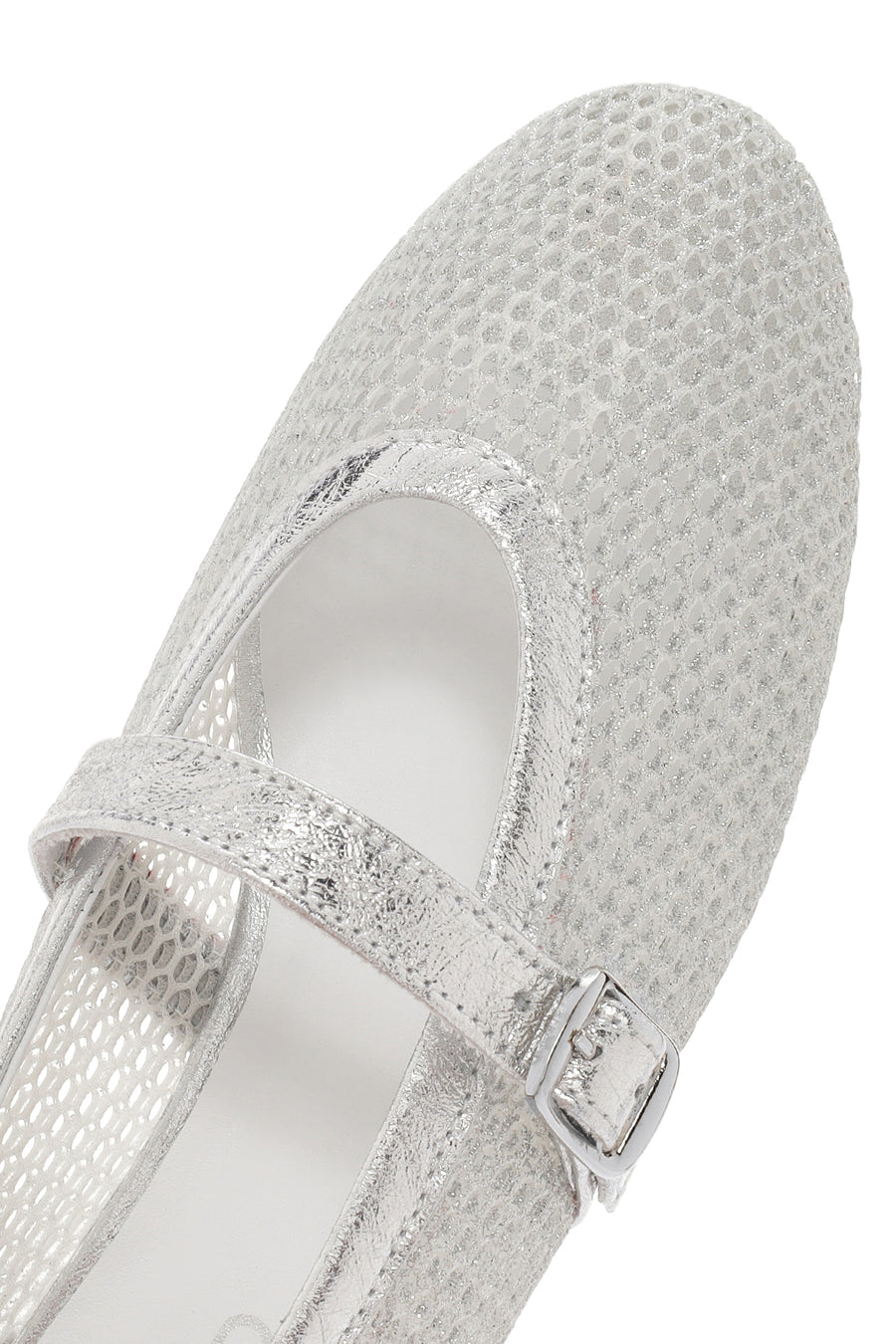 Women's Silver Mesh Strappy Ballerinas