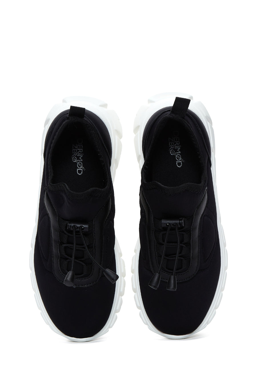 Women's Black Thick Soled Fabric Sneaker