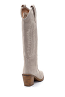 Women's Suede Embroidery Detailed Heeled Boots | Derimod