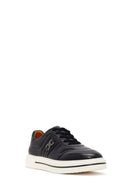 Erkek Siyah Bağcıklı Deri Sneaker | Derimod
