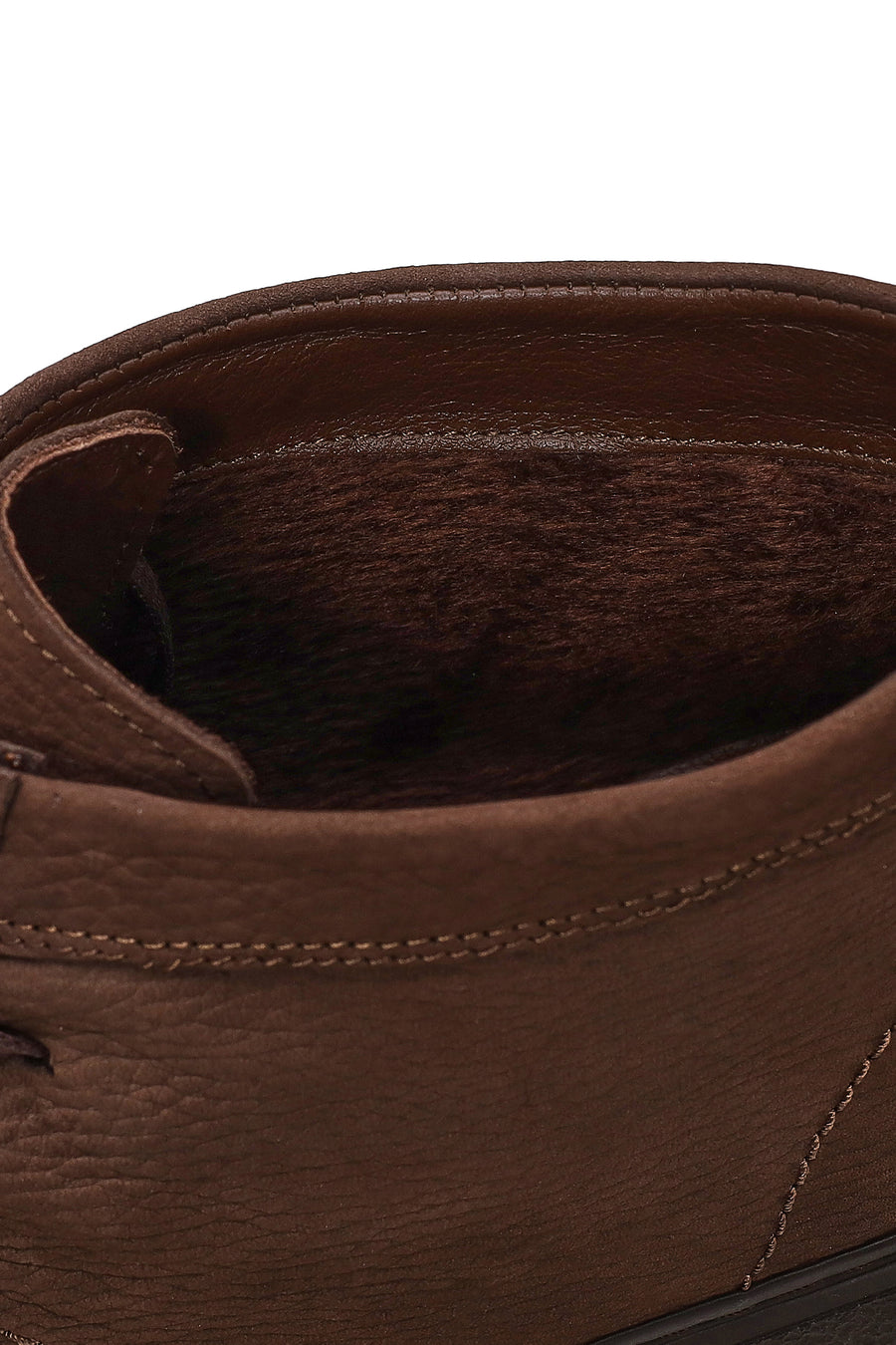 Male Brown Lace-Up Thick-Soled Nubuck Leather Boots