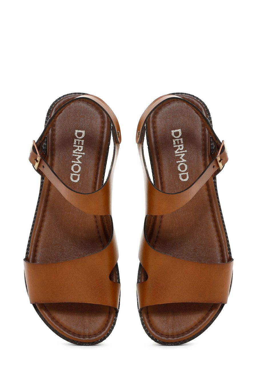Women's Tan Buckled Leather Bodrum Sandals