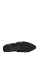Women's Black Stone Leather Ballerinas | Derimod