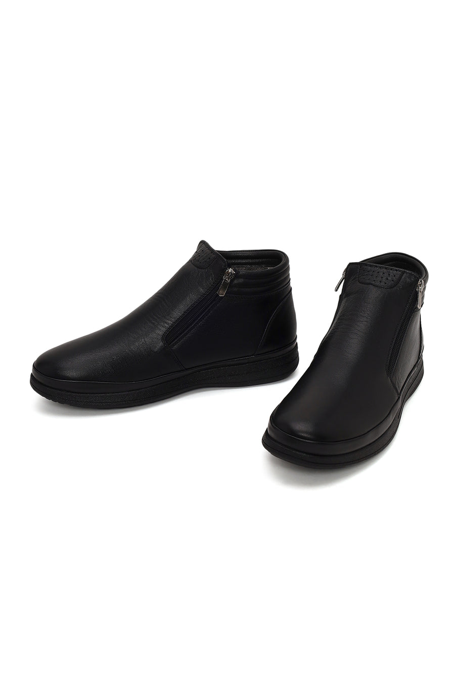 Male Black Zip Closure Leather Boots
