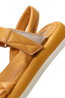 Women's Yellow Leather Comfort Sandals | Derimod