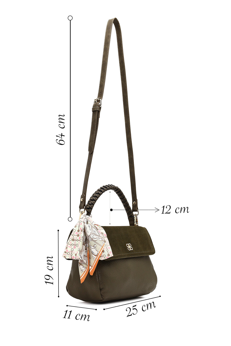 Woman Khaki Long-Strap Suede Shoulder Bag