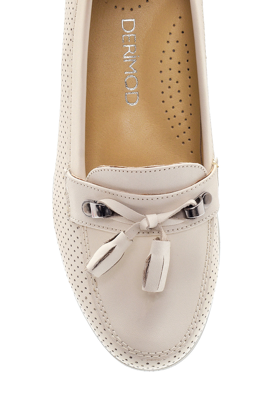 Women's Beige Leather Thick Soled Comfort Shoes