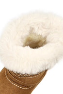 Women's Tan Chunky-Soled Suede Teddy Boots | Derimod