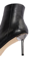 Women's Black Metal Detailed Thin High Heel Leather Boots | Derimod