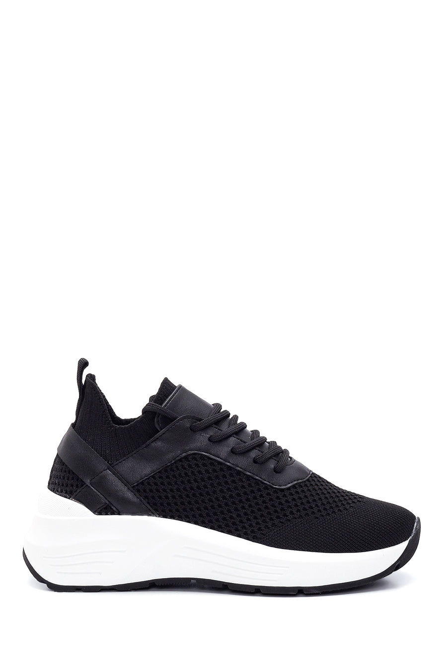 Kadın Siyah Kalın Tabanlı Kumaş Sneaker 22SFE21666F | Derimod