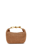 Woman Brown Long-Strap Mini Wicker Shoulder Bag | Derimod