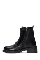 Women's Black Leather Zippered Casual Boots | Derimod
