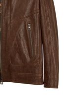 Luka Male Brown Slim-Fit Leather Jacket | Derimod