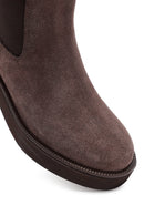 Woman Mink Thick-Soled Suede Leather Chelsea Boots | Derimod