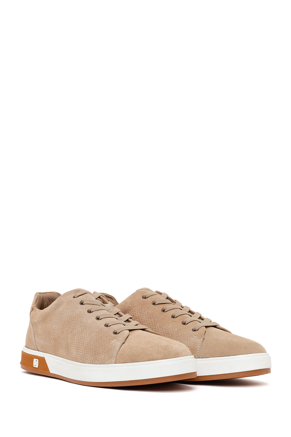Erkek Bej Bağcıklı Süet Deri Sneaker