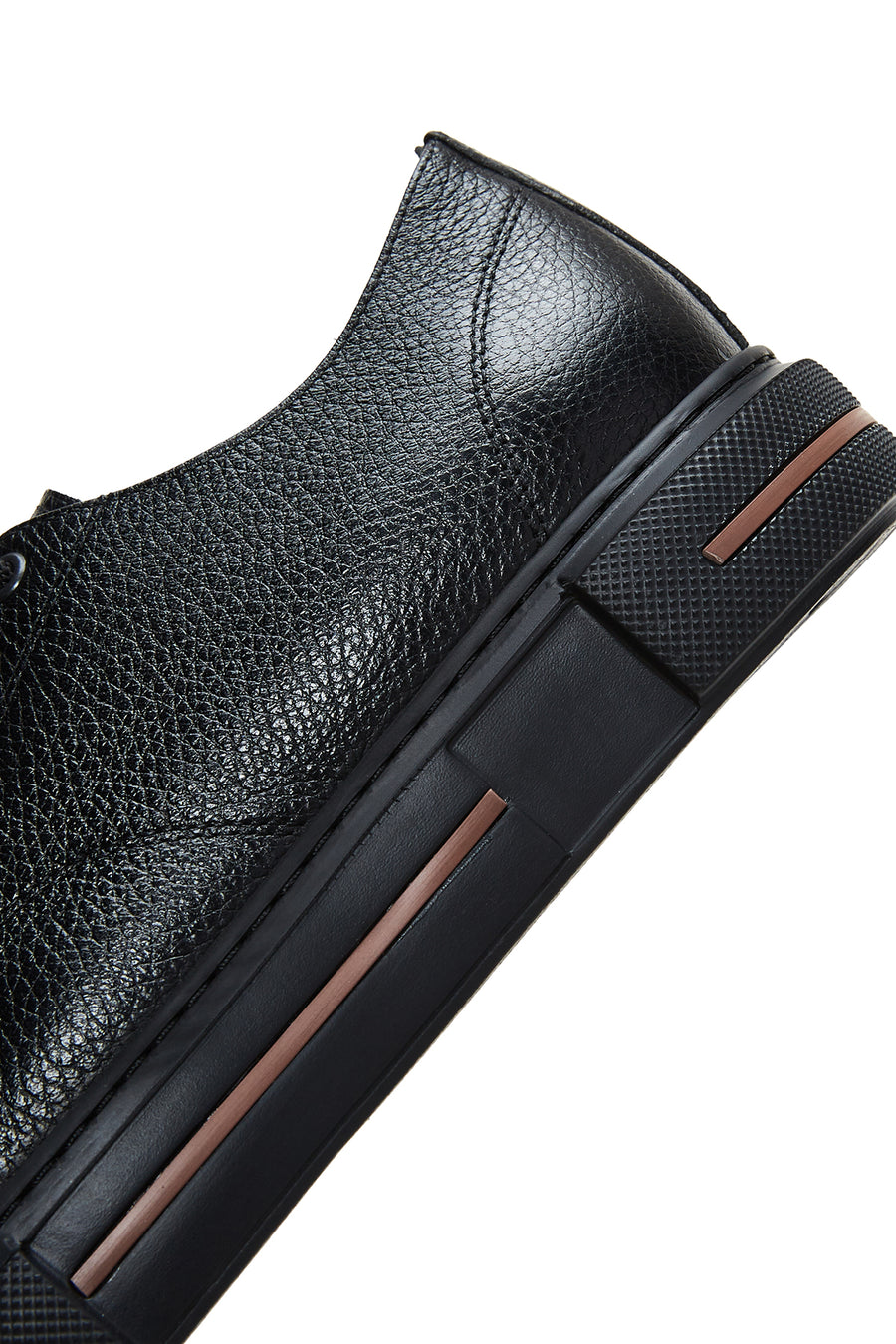 Erkek Siyah Deri Kalın Tabanlı Sneaker