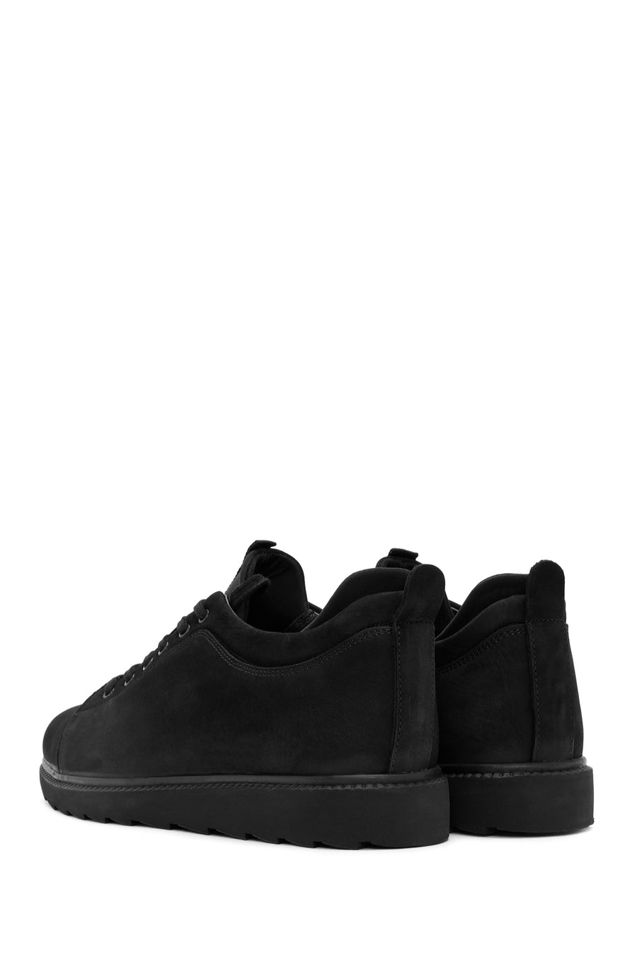 Erkek Siyah Bağcıklı Deri Sneaker