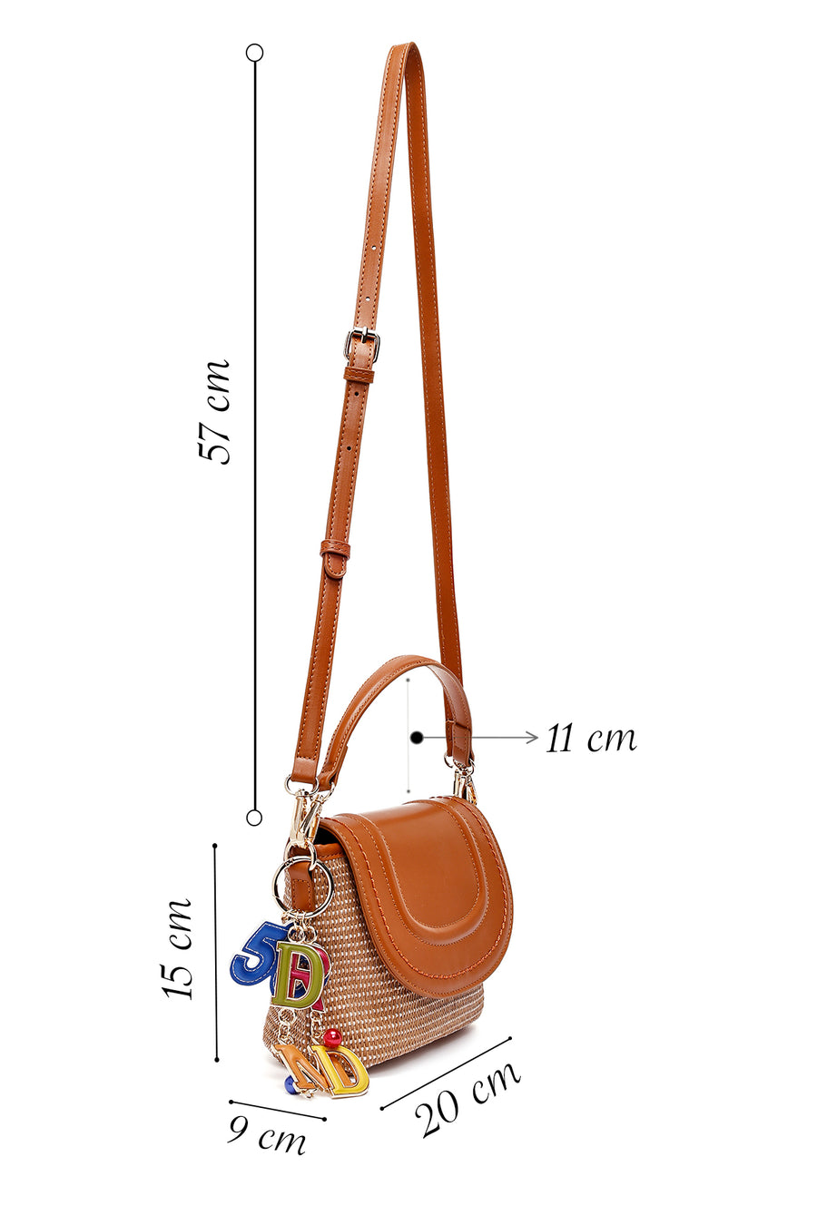 Women's Brown Long Straw Crossbody Bag