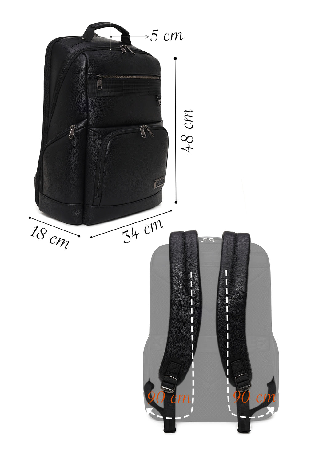 D-Pack Unisex Siyah Deri Sırt Çantası