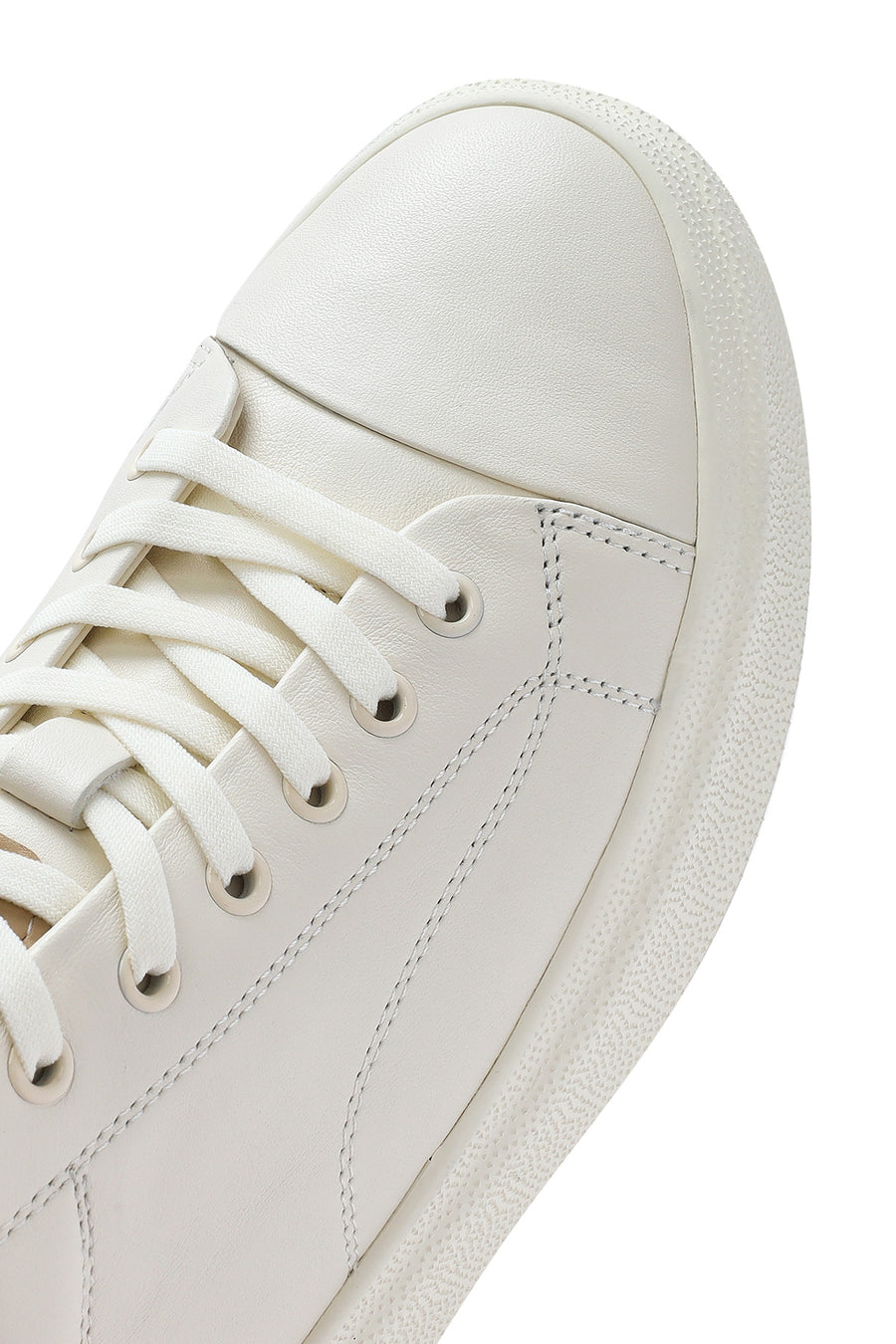 Men's White Lace-up Leather Sneaker