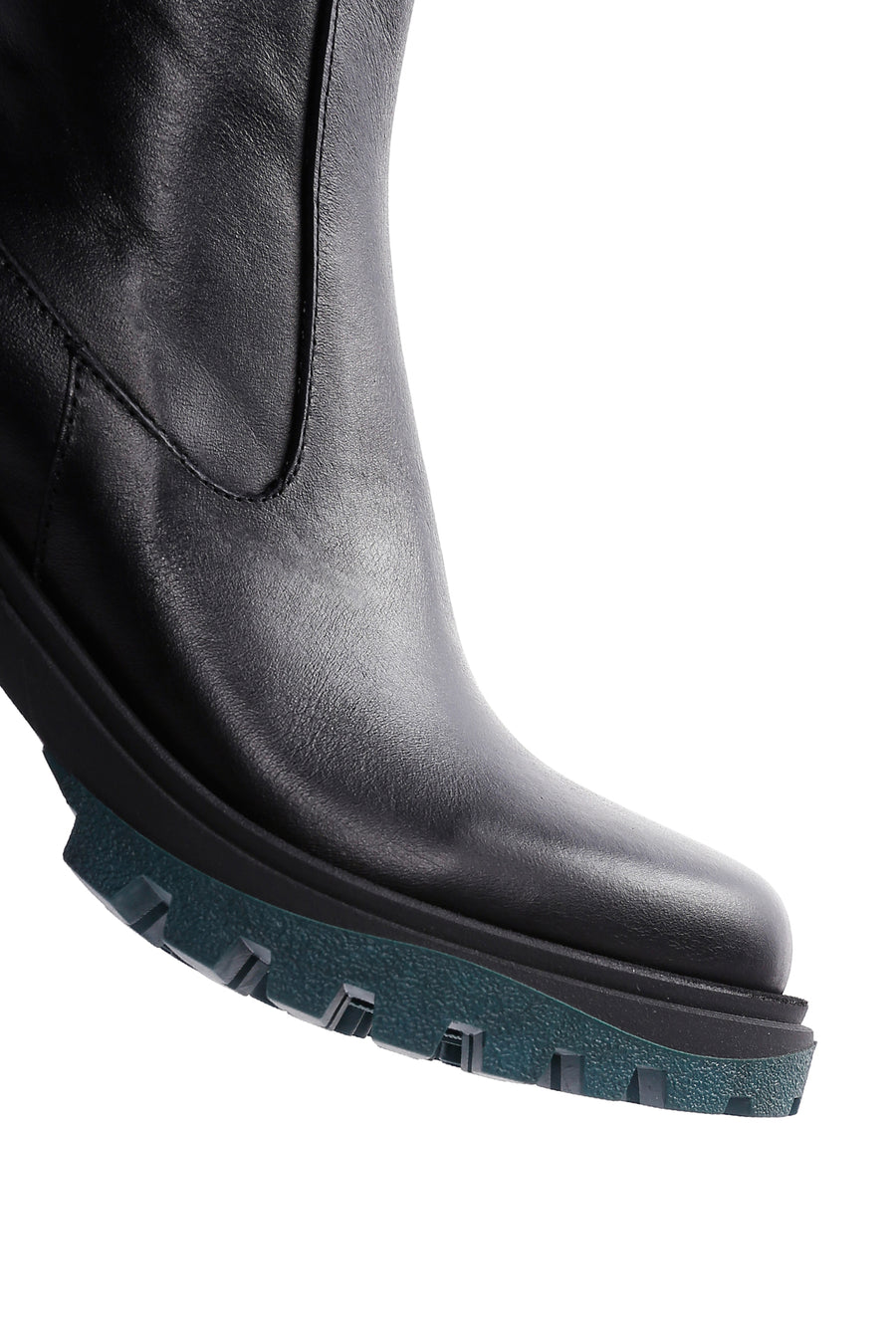 Women's Black Leather Zippered Heeled Boots