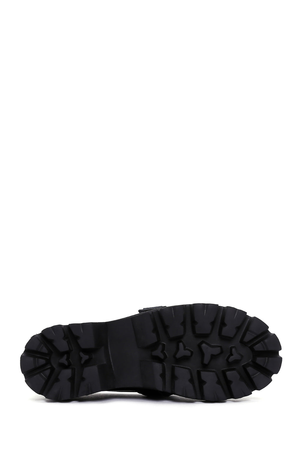 Kadın Siyah Deri Kalın Tabanlı Rugan Casual Loafer