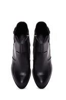 Women's Black Leather Zippered Heeled Boots | Derimod